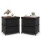 Black 2-Drawer Fabric Dresser Nightstand with Metal Frame and MDF Top 16 Inch - Set of 2